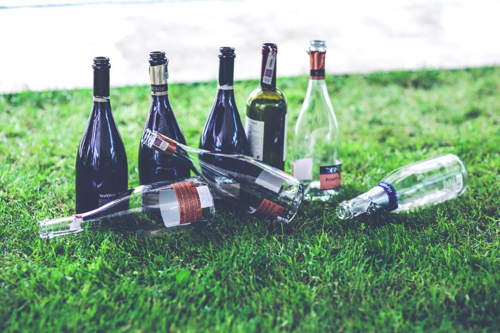 Chronic alcoholism leaves empty bottles behind