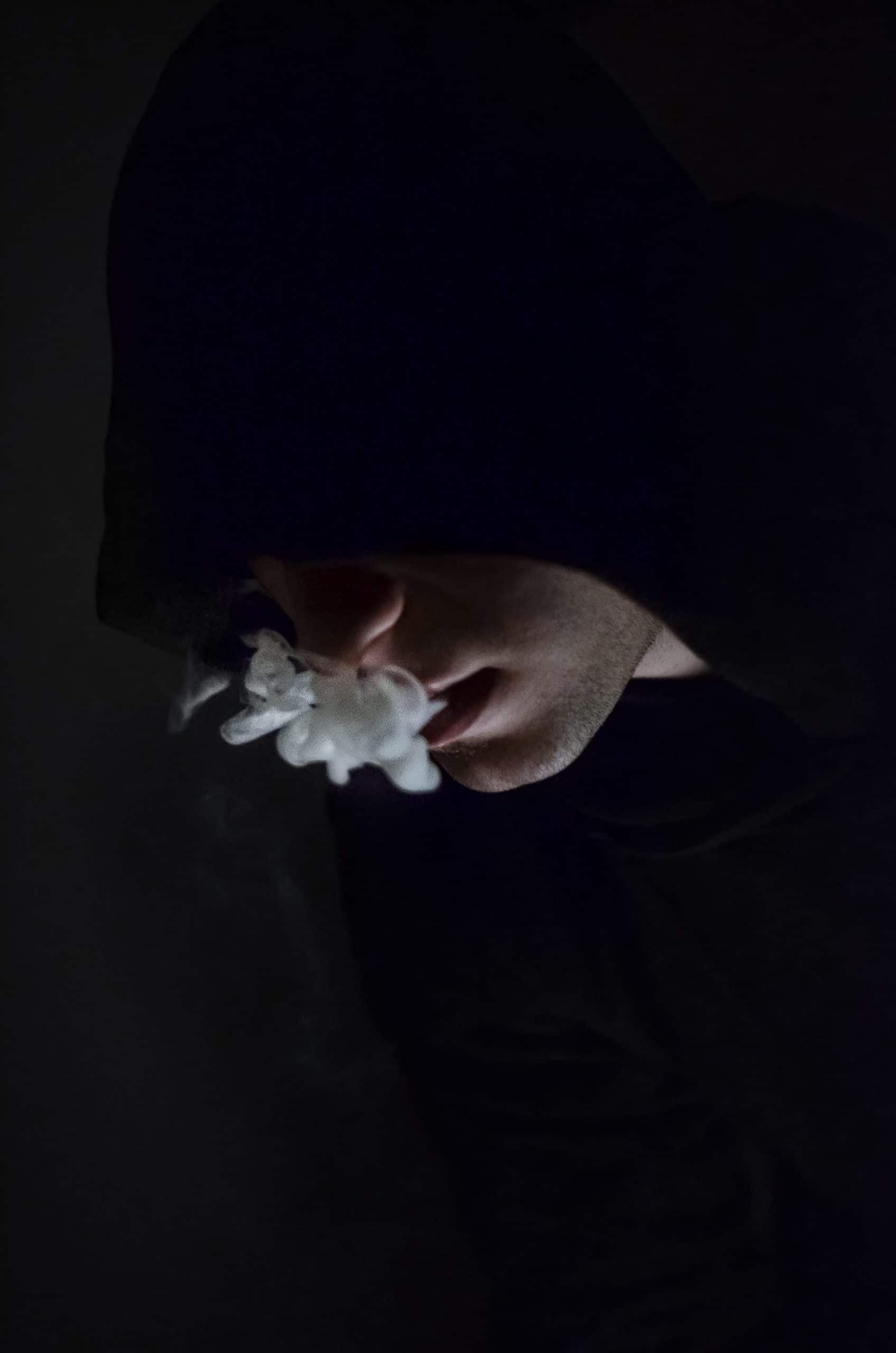 Young man smoking marijuana and psychosis