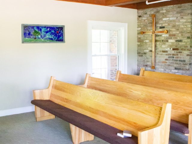 Chapel pews in Nashville addiction treatment center and rehab in Nashville.