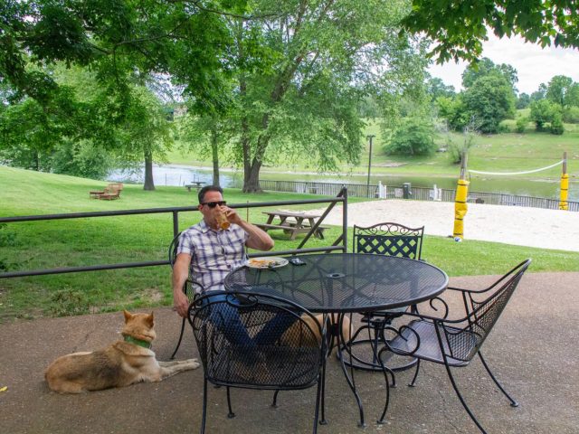 man sitting outside wooded area at Nashville drug and alcohol rehab